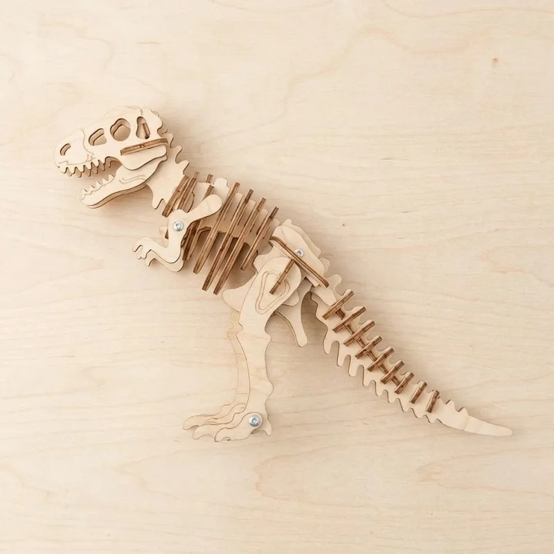 3D Wooden T-Rex Puzzle — Dinosaur Skeleton Assembly Kit - 2