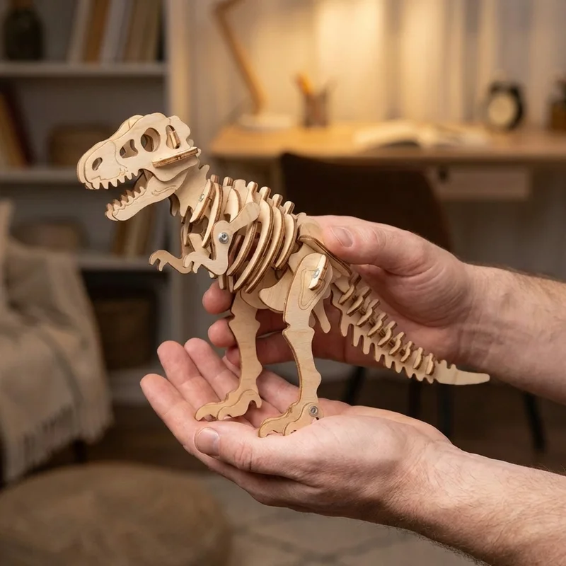 3D Wooden T-Rex Puzzle — Dinosaur Skeleton Assembly Kit - 4