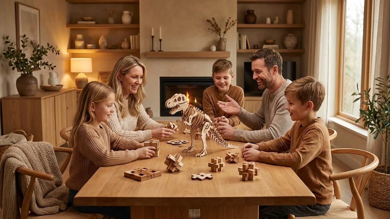 3D Wooden T-Rex Puzzle — Dinosaur Skeleton Assembly Kit - 6