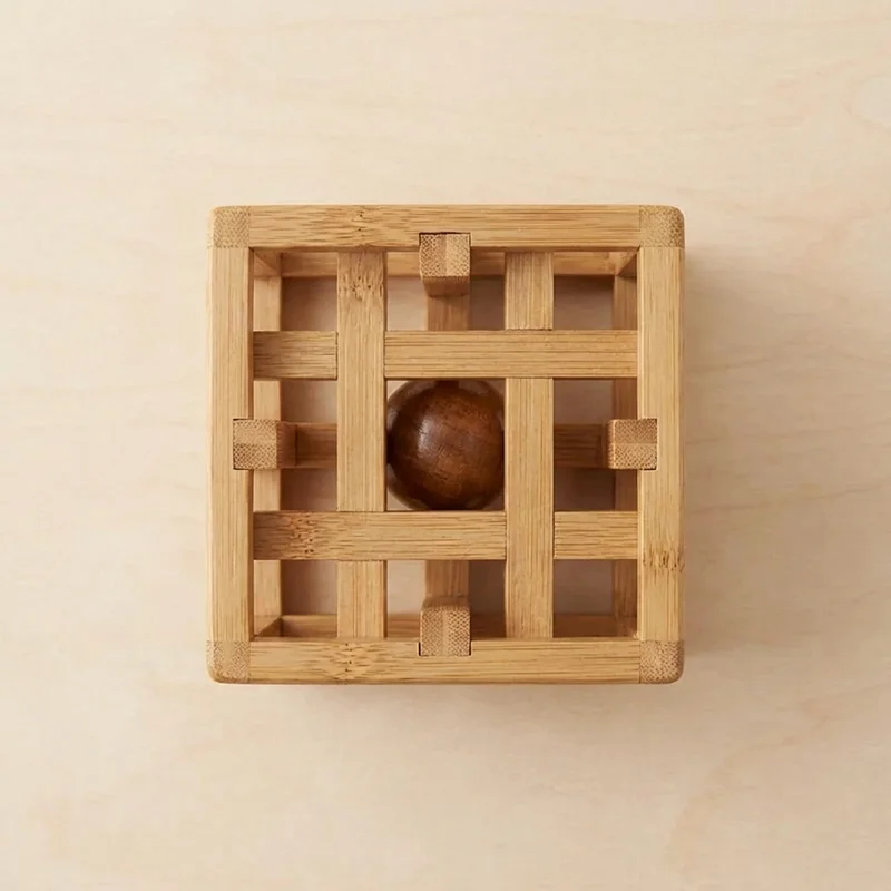 Bambusta valmistettu häkkipalapeli — Keskitaso vangitun pallon haaste - 2