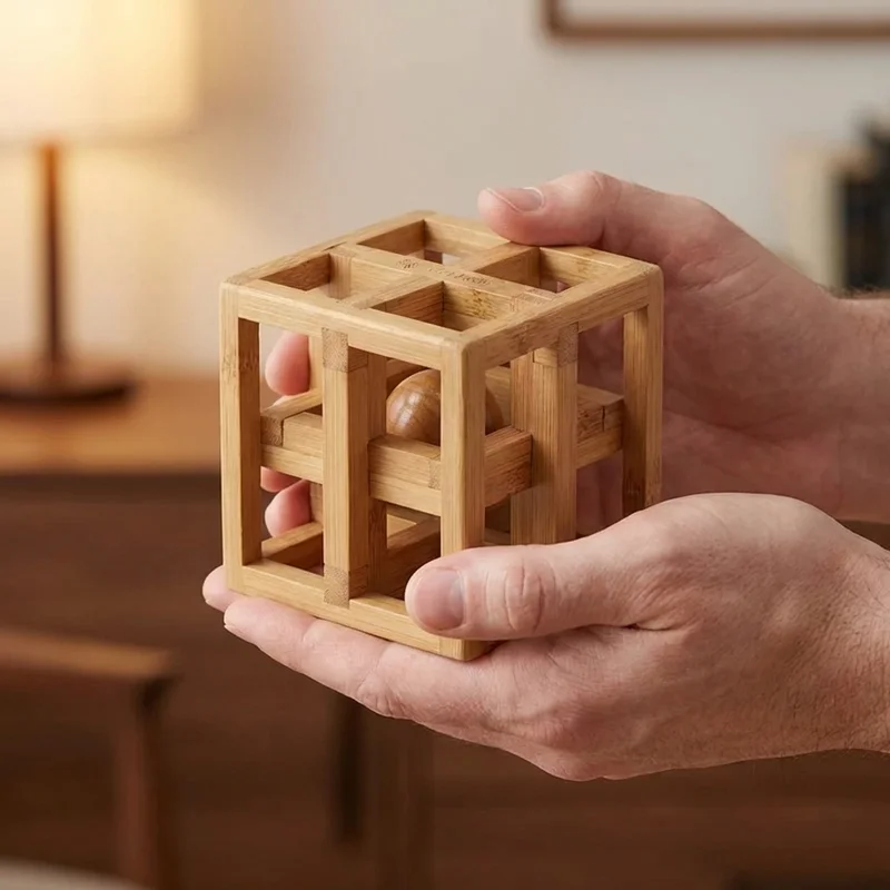 Bambusta valmistettu häkkipalapeli — Keskitaso vangitun pallon haaste - 4