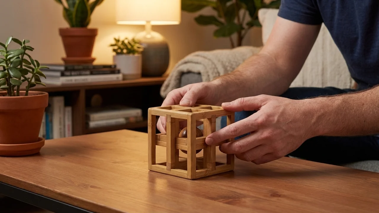 Bambusta valmistettu häkkipalapeli — Keskitaso vangitun pallon haaste - 5