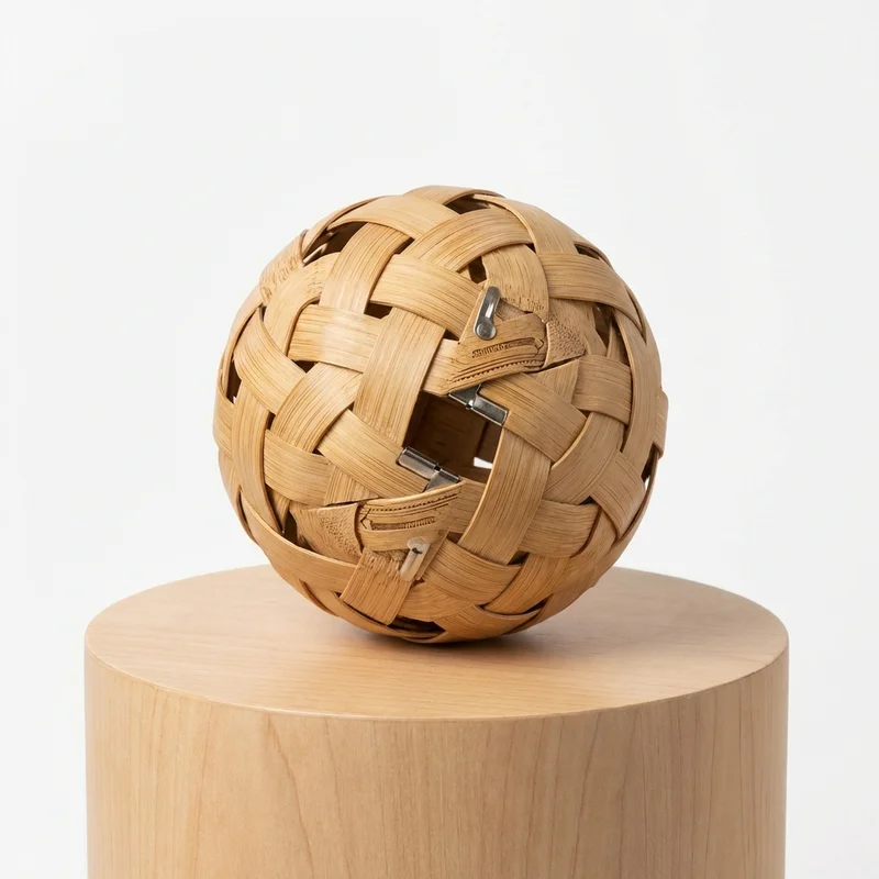 Bamboo Cage Ball Puzzle — Medium Sphere Escape Challenge - 1