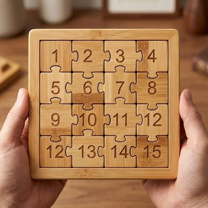 Bambusta Valmistettu Liukupalapeli — Helppo Numerojärjestyspeli - 4