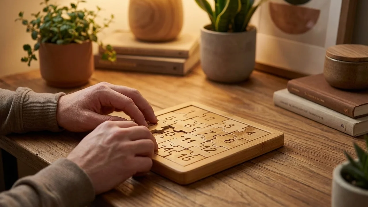 Bambusta Valmistettu Liukupalapeli — Helppo Numerojärjestyspeli - 5