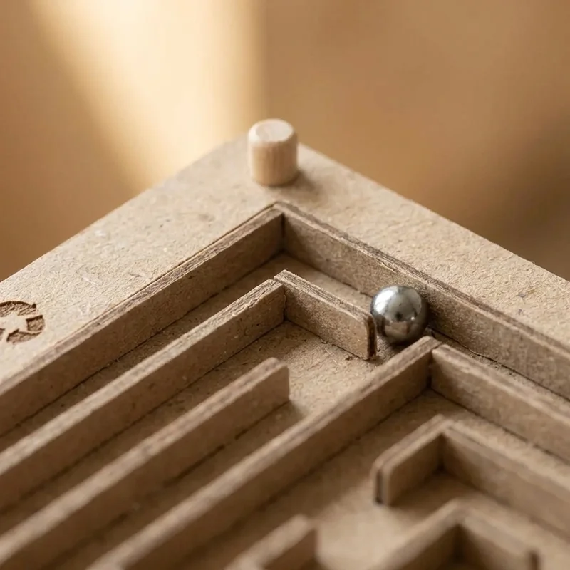 Kierrätyspahvinen Sokkelopalapeli — Helppo Kallistuslabyrintti - 3