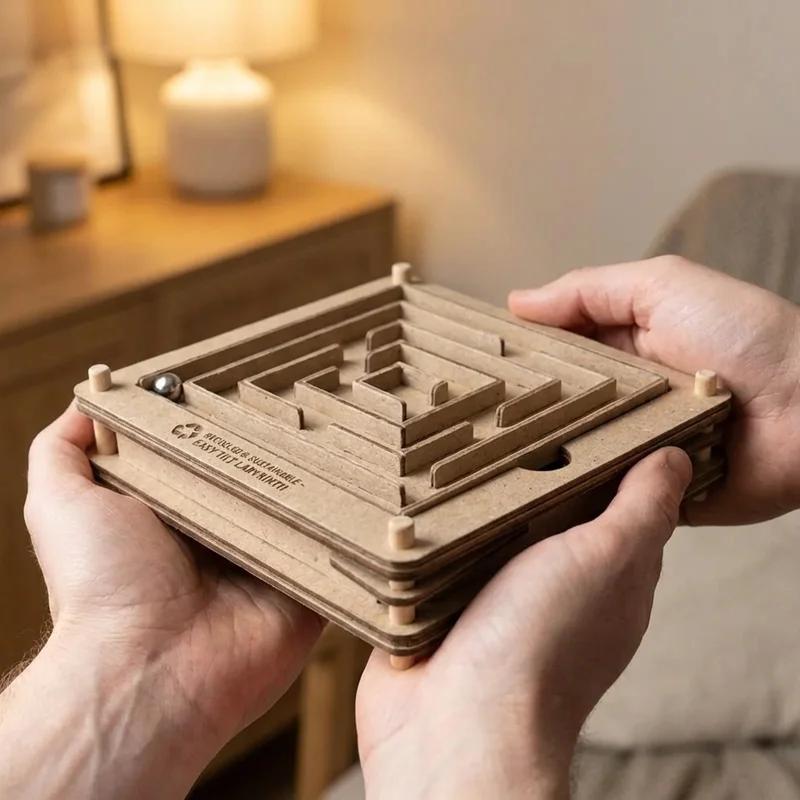 Kierrätyspahvinen Sokkelopalapeli — Helppo Kallistuslabyrintti - 4