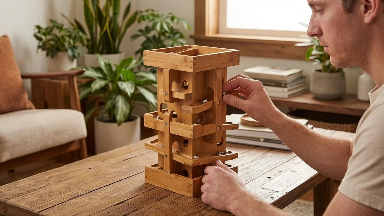 Bambusta Valmistettu Painovoimatorni — Ekologinen 3D-pudotuslabyrintti - 5