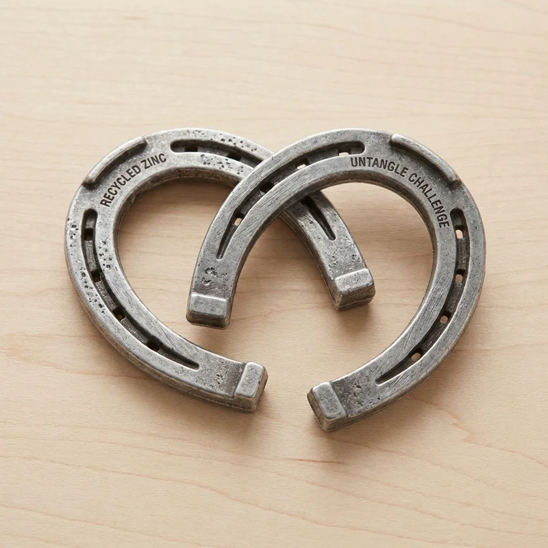 Cast Metal Horseshoe Puzzle — Easy Classic Untangle Challenge - 1
