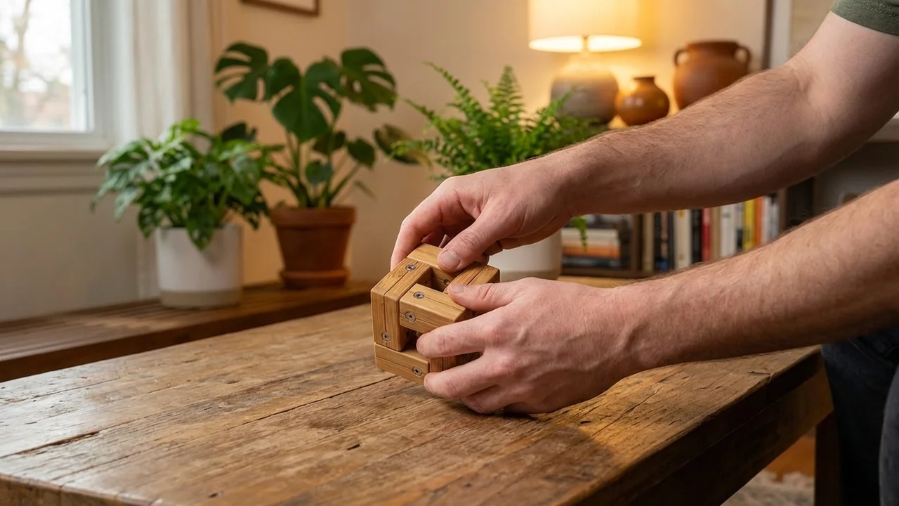 Bambusta Valmistettu Käännöskuutio — Keskivaikea Pyörityshaaste - 5