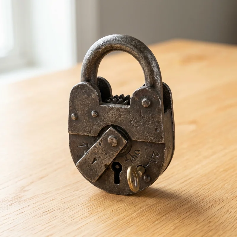Cast Iron Trick Padlock Puzzle — Hard Hidden-Keyhole Challenge - 1