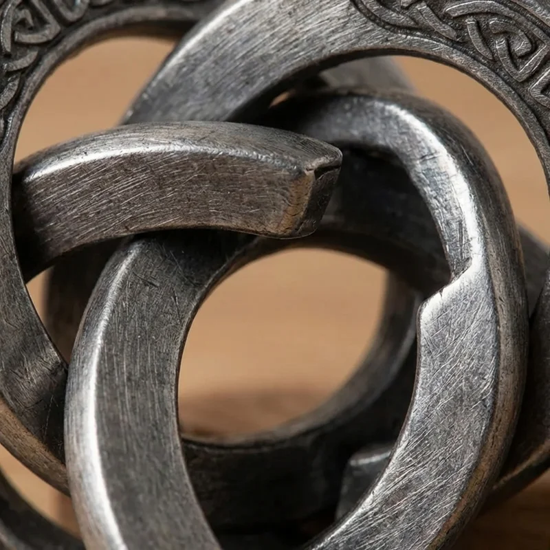 Valettu metallinen kelttisolmupalapeli — Keskitaso lukkorengashaaste - 3