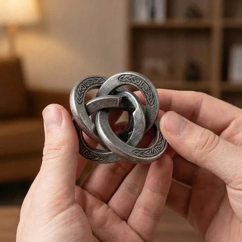 Valettu metallinen kelttisolmupalapeli — Keskitaso lukkorengashaaste - 4