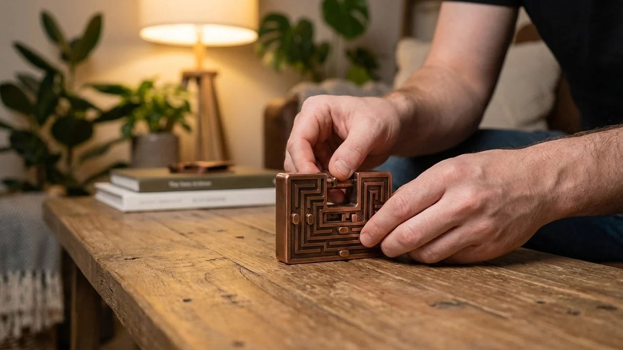 Kuparinen Sokkelolukkopähkinä — Keskivaikea Liukukanava - 5