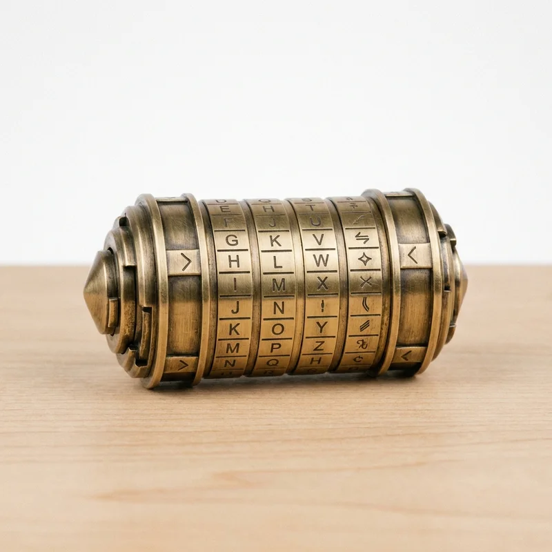 Brass Cryptex Puzzle — Medium 5-Ring Da Vinci Lock - 1