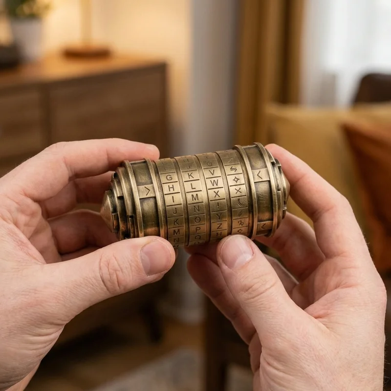 Messinkinen Cryptex-palapeli — Keskitaso 5-renkainen Da Vinci -lukko - 4