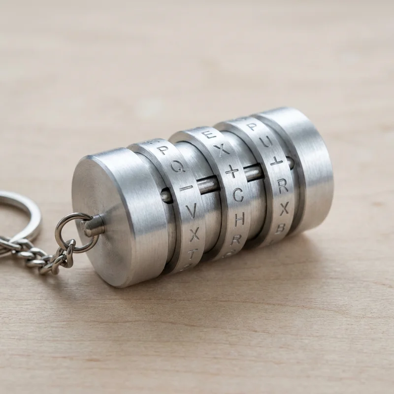 Mini Aluminum Cryptex — Easy 3-Ring Keychain Puzzle - 1