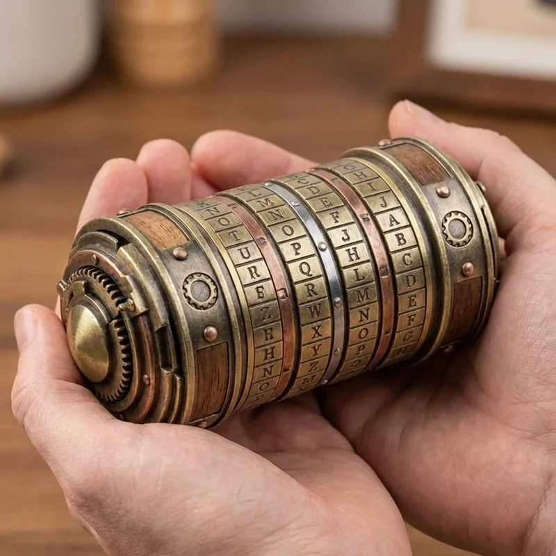 Sinkkiseoksinen Cryptex — Vaikea 6-renkainen steampunk-yhdistelmälukko - 4