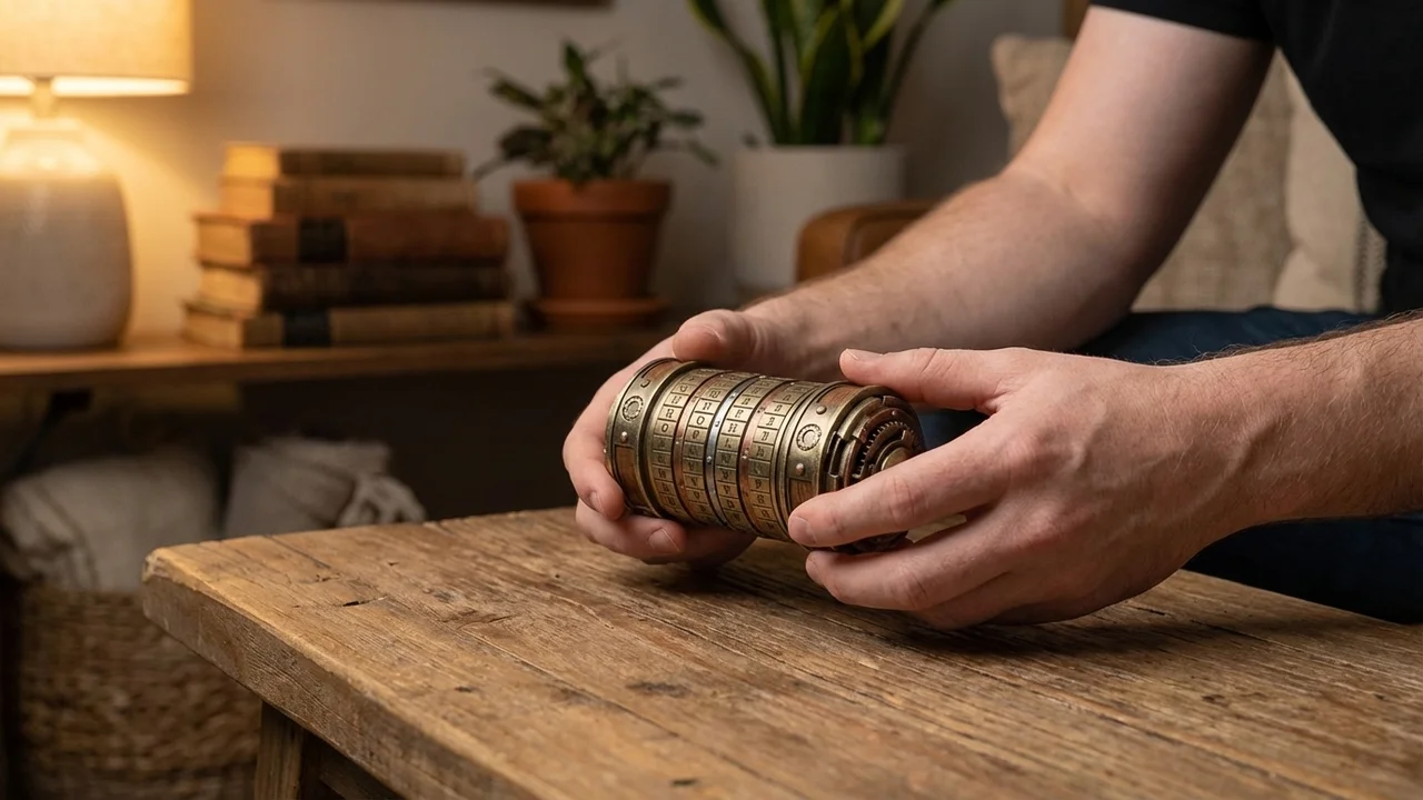 Sinkkiseoksinen Cryptex — Vaikea 6-renkainen steampunk-yhdistelmälukko - 5