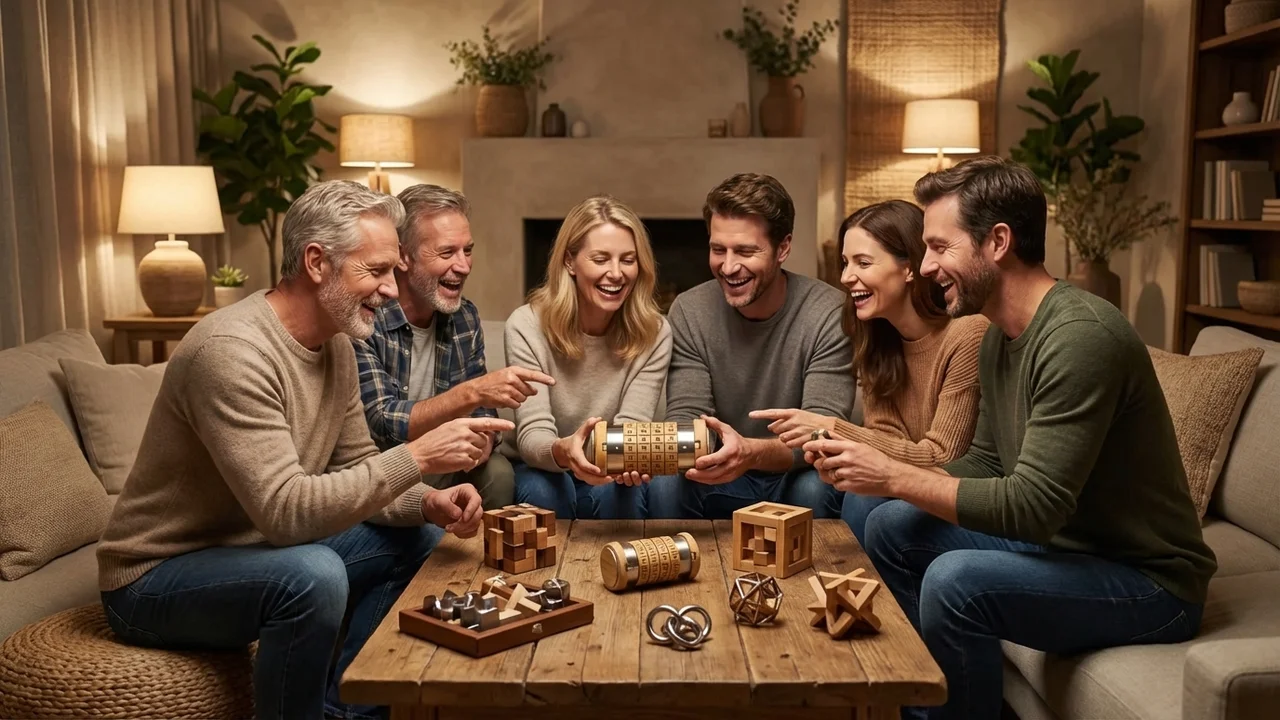 Bambusta valmistettu Cryptex-palapeli — Keskitaso 4-renkainen ekolukko - 6