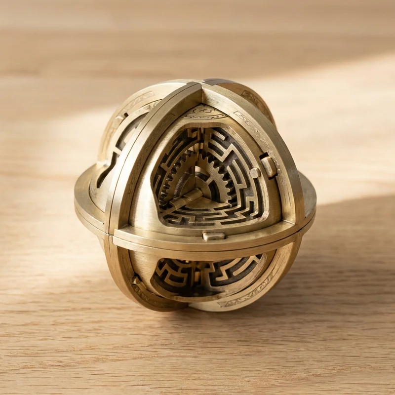 Metal Labyrinth Lock Puzzle — Expert Internal Maze Mechanism - 1