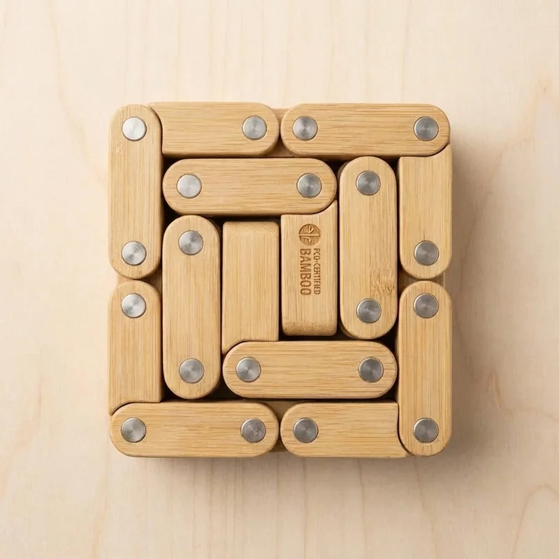 Bambusta valmistettu käärme­kuutio — Helppo käännettävä lasten aivopähkinä - 2