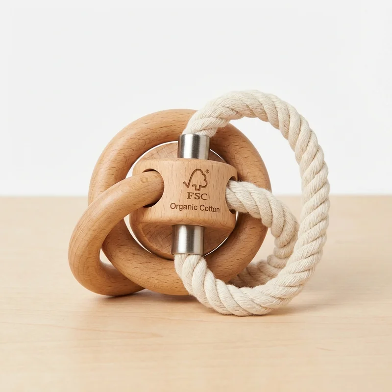 Cotton Rope Loop Puzzle — Easy String-and-Wood Brain Teaser - 1