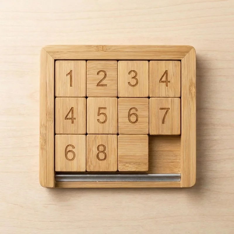 Bambusta valmistettu liukupalapeli — Helppo 8-osainen numeropeli - 2