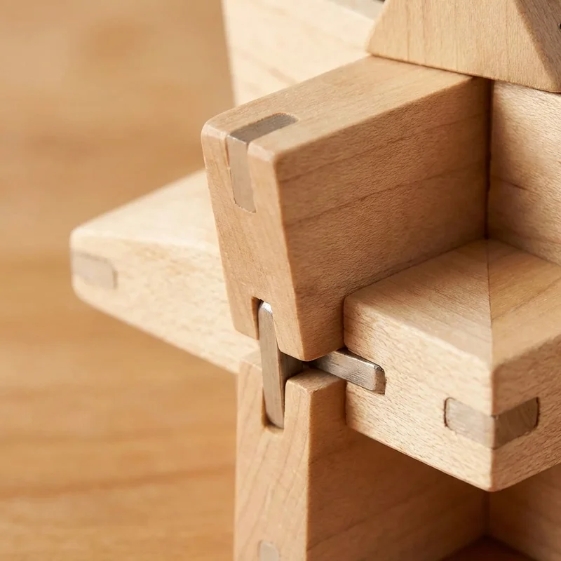 Vaahterapuinen tähtipalapeli — Helppo 6-osainen lukkoaivopähkinä - 3