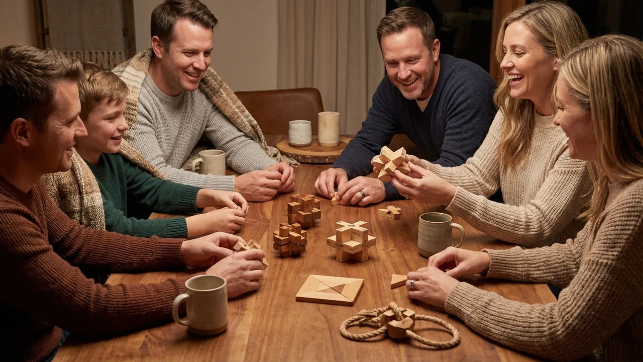 Vaahterapuinen tähtipalapeli — Helppo 6-osainen lukkoaivopähkinä - 6