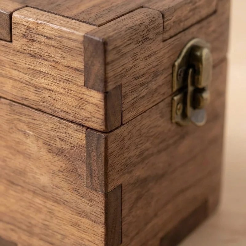 Pähkinäpuinen pulmalaatikko — Keskitaso salaisen lokeron lahja hänelle - 3