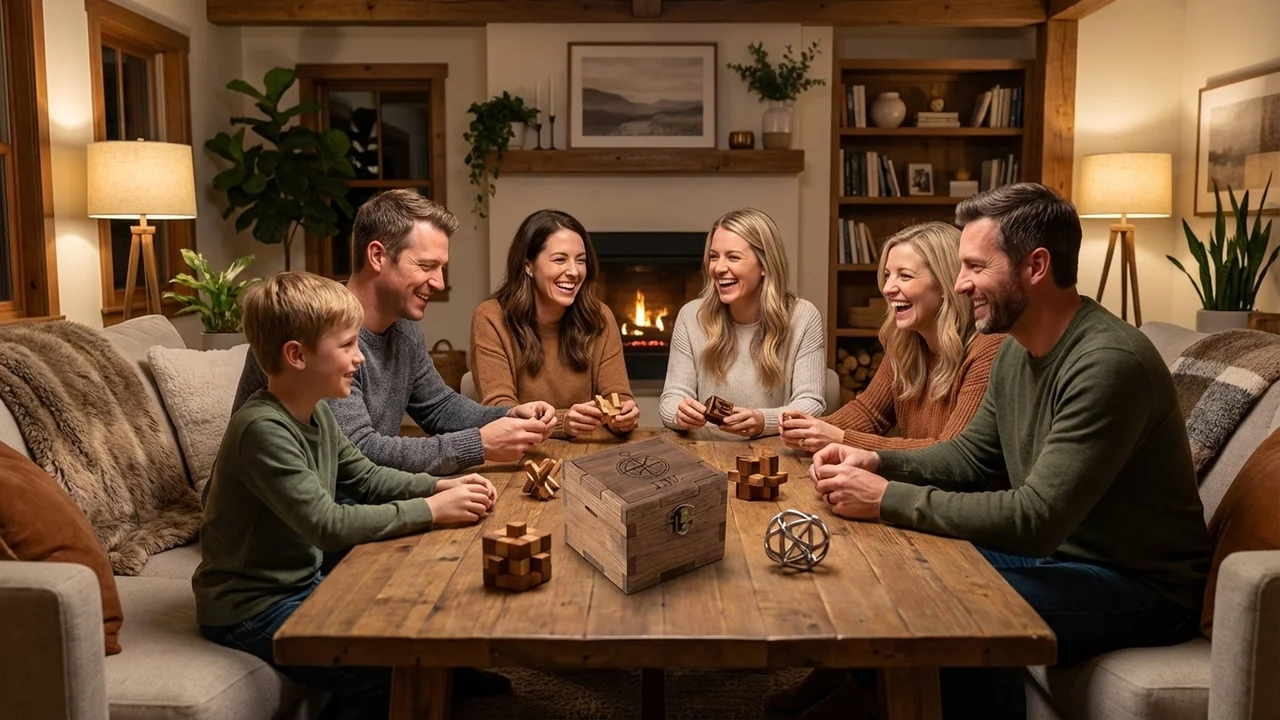 Pähkinäpuinen pulmalaatikko — Keskitaso salaisen lokeron lahja hänelle - 6