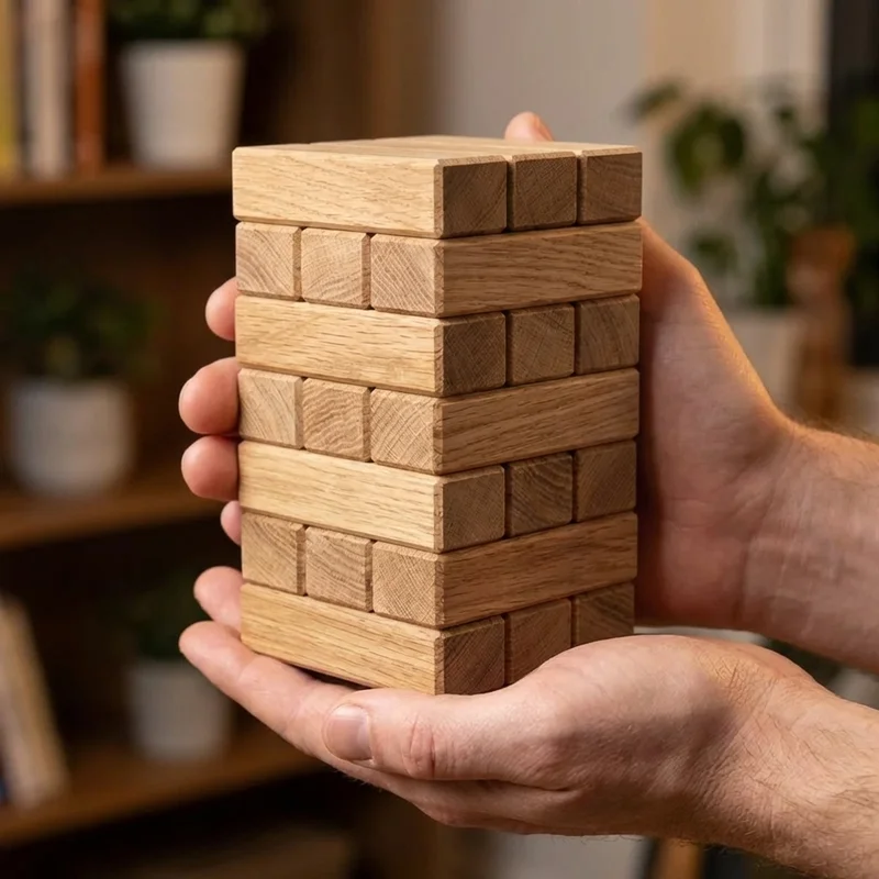 Tammipuinen tornipalapeli — Keskitaso 9-osainen pinoamisaivopähkinä - 4