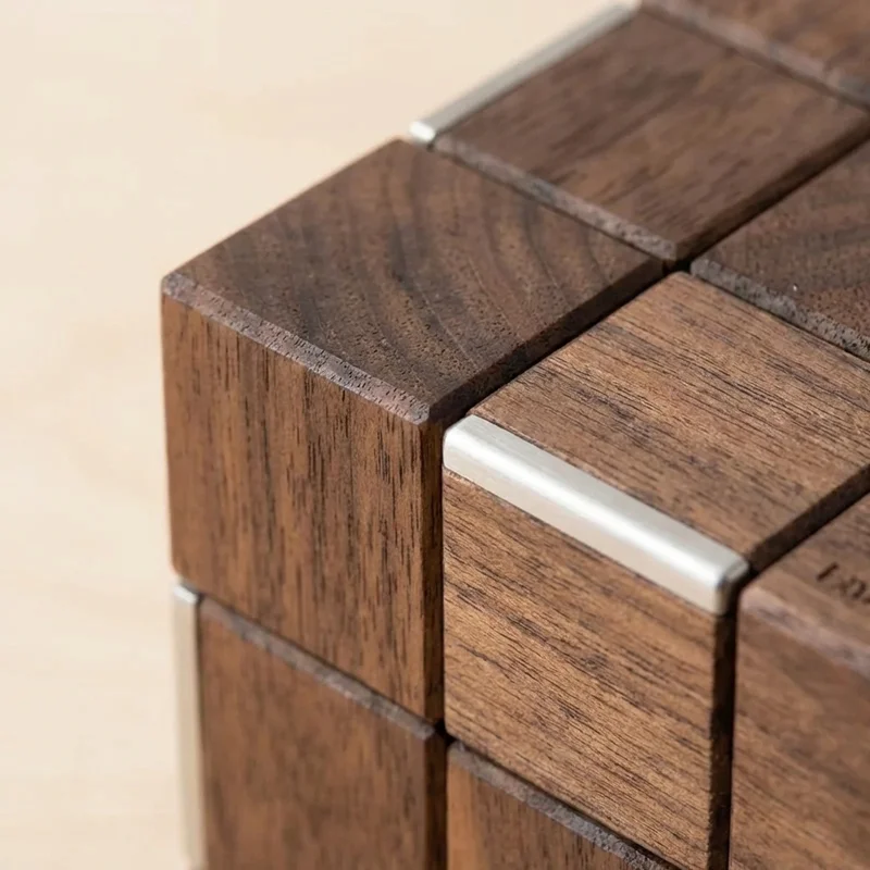 Pähkinäpuinen kuutiopalapeli — Vaikea 14-osainen lukkoaivopähkinä - 3