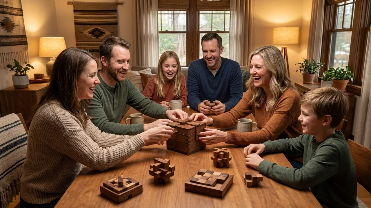 Pähkinäpuinen Japanilainen Palapelirasia — Vaikea 21-vaiheinen Piilolaatikko - 6