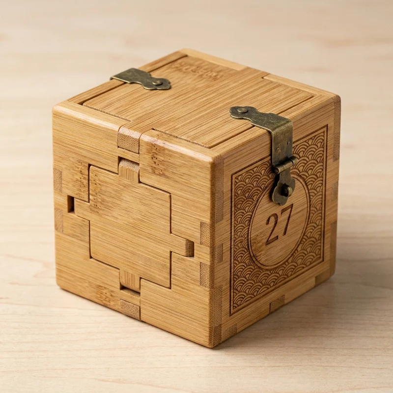 Bamboo Karakuri Trick Box — Expert 27-Step Mechanism - 1