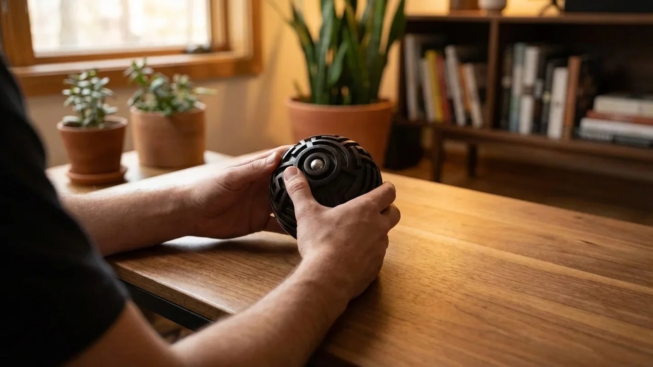 Eebenpuinen labyrinttipallo — Vaikea sorvaamalla valmistettu pallolabyrintti - 5