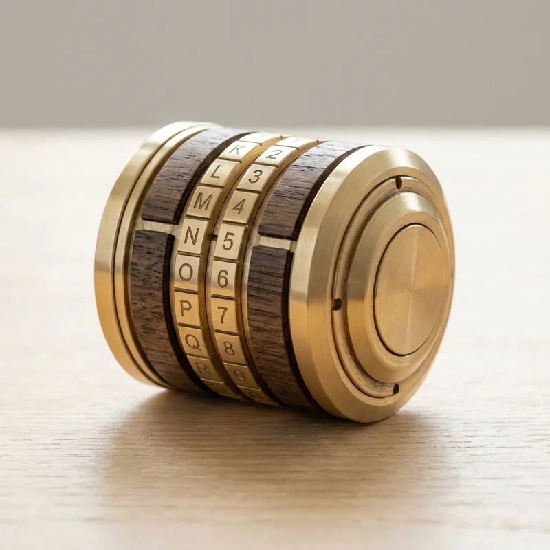 Brass & Wood Cryptex Puzzle — Expert Code-Breaking Lock - 1
