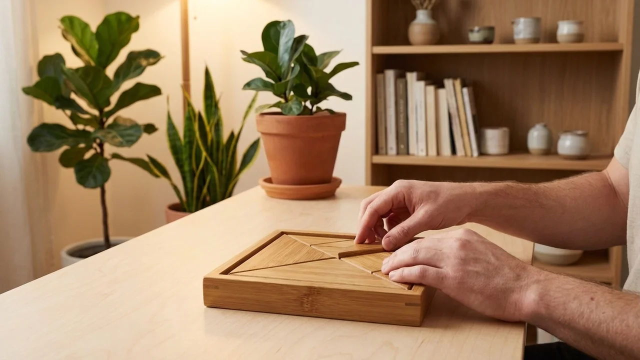Bamboo Tangram Puzzle — Medium Classic Geometry Set - 5