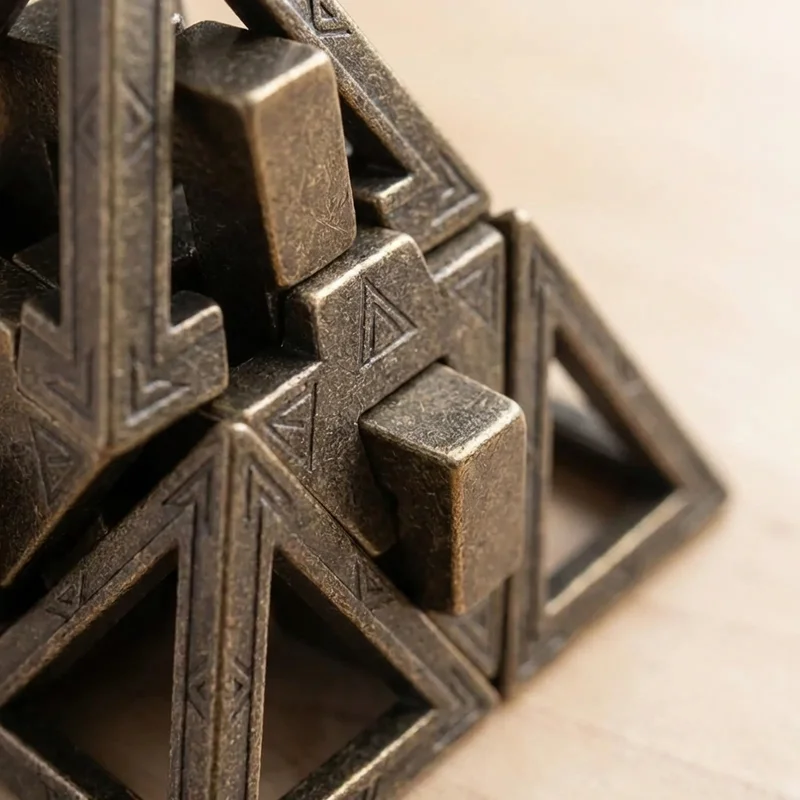 Valettu metallinen pyramidihäkki — Ekspertti 8-osainen lukkopalapeli - 3