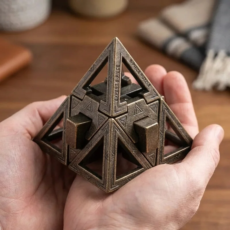 Valettu metallinen pyramidihäkki — Ekspertti 8-osainen lukkopalapeli - 4