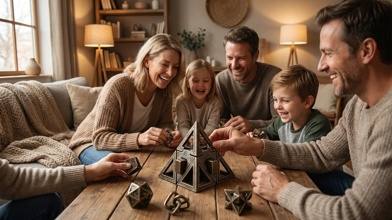 Valettu metallinen pyramidihäkki — Ekspertti 8-osainen lukkopalapeli - 6