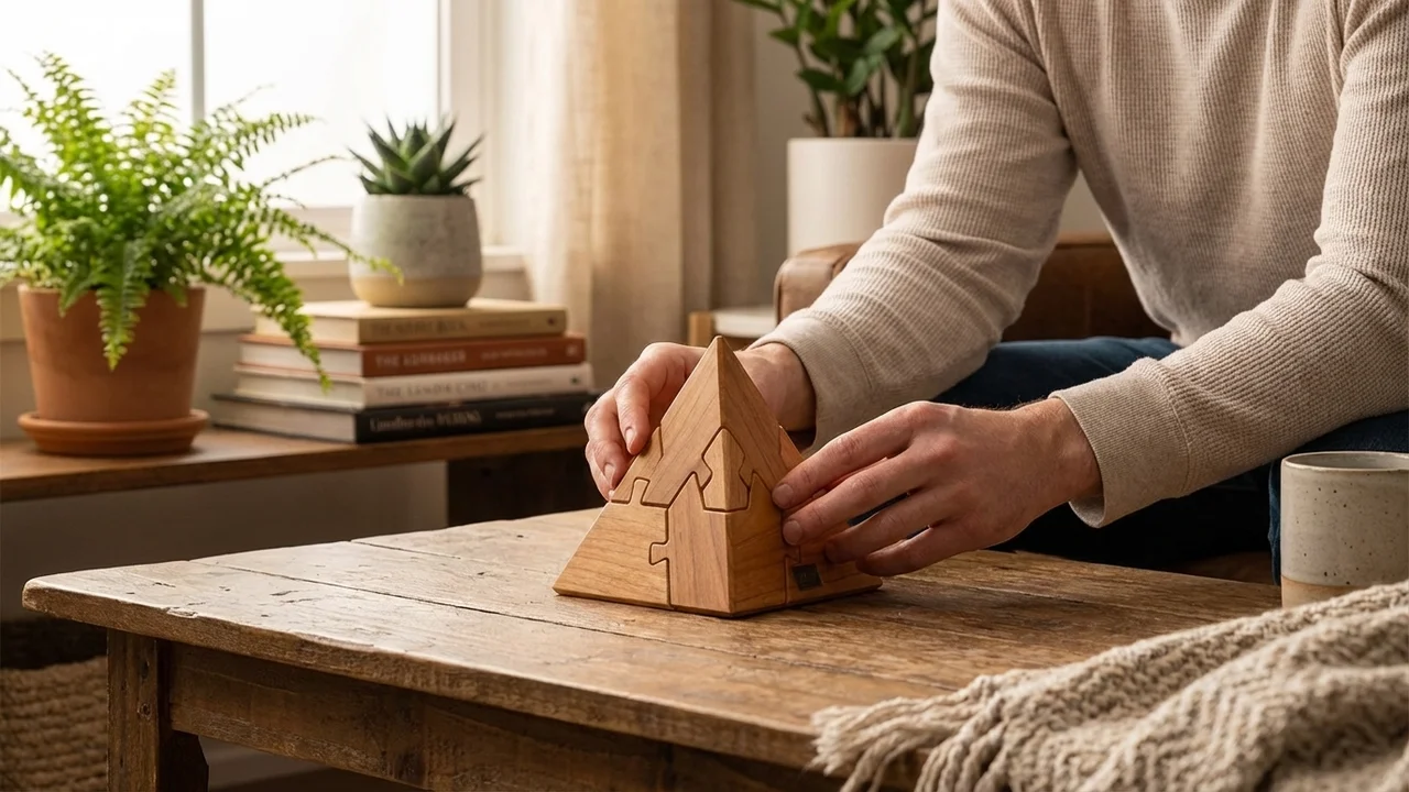 Puinen pyramidipalapeli — Keskitaso 4-osainen tetraedri-aivopähkinä - 5