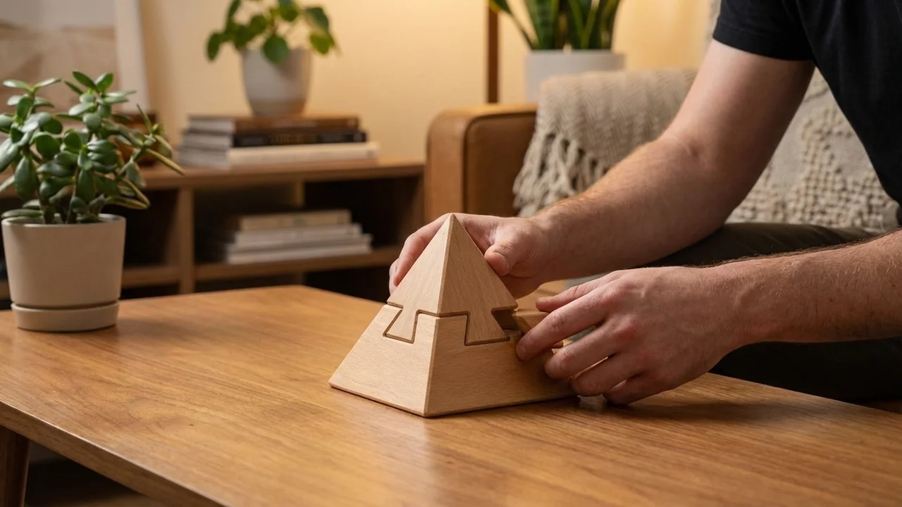 Puinen pyramidipalapeli — Helppo 3-osainen lasten aivopähkinä - 5