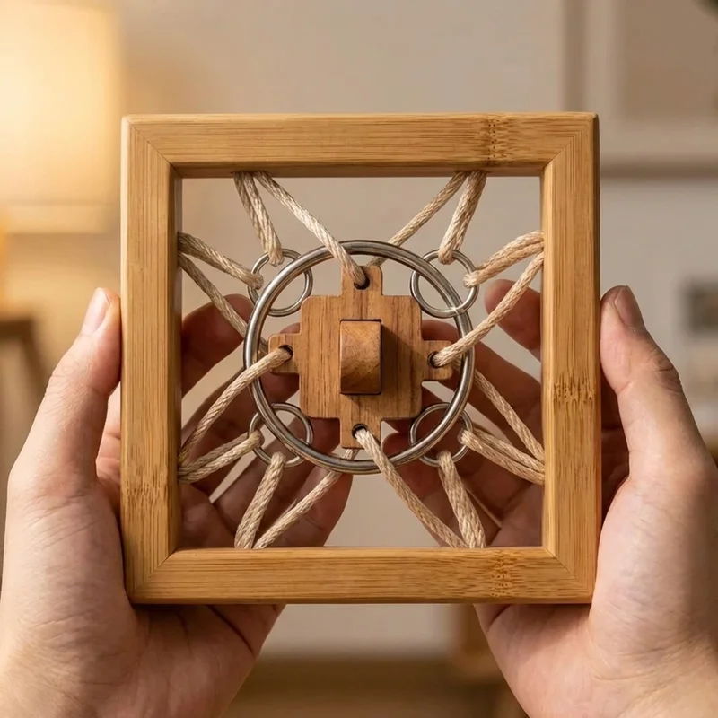 Zen-puutarha-köysipalapeli — Helppo Bambu- ja Silkkinauha-aivopähkinä - 4