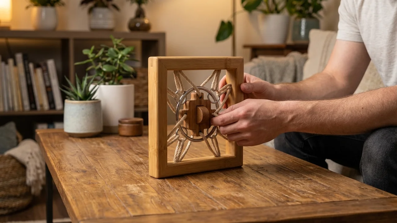 Zen-puutarha-köysipalapeli — Helppo Bambu- ja Silkkinauha-aivopähkinä - 5