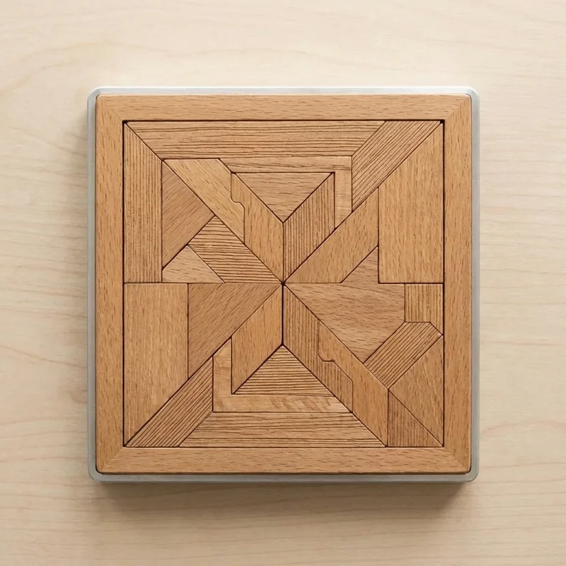 Kovapuinen neliömosaiikkipulma — Keskivaikea geometrinen kuvio - 2