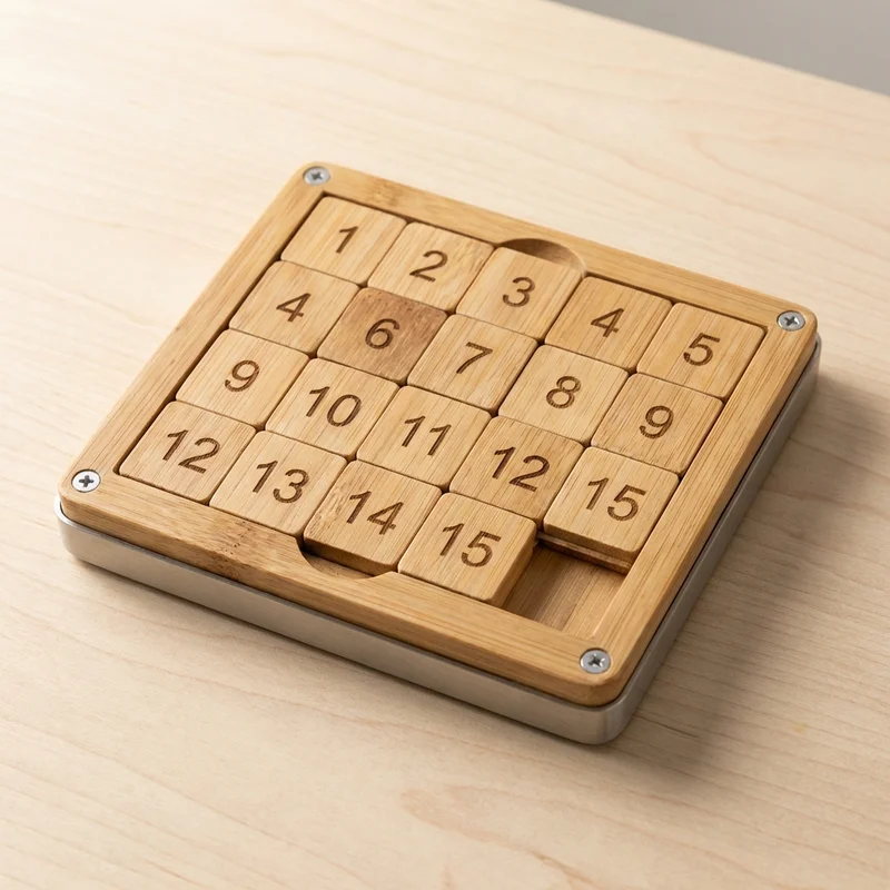 Bamboo Square Sliding Tile Puzzle — Easy Number Slide - 1