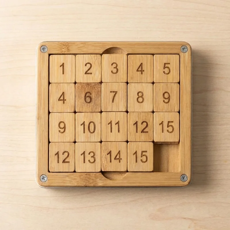 Bambusta valmistettu liukupalapelinneliö — Helppo numeropulma - 2