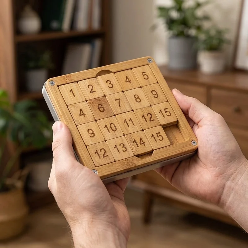 Bambusta valmistettu liukupalapelinneliö — Helppo numeropulma - 4